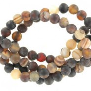 Natural stone beads round 6mm matte Brown agate